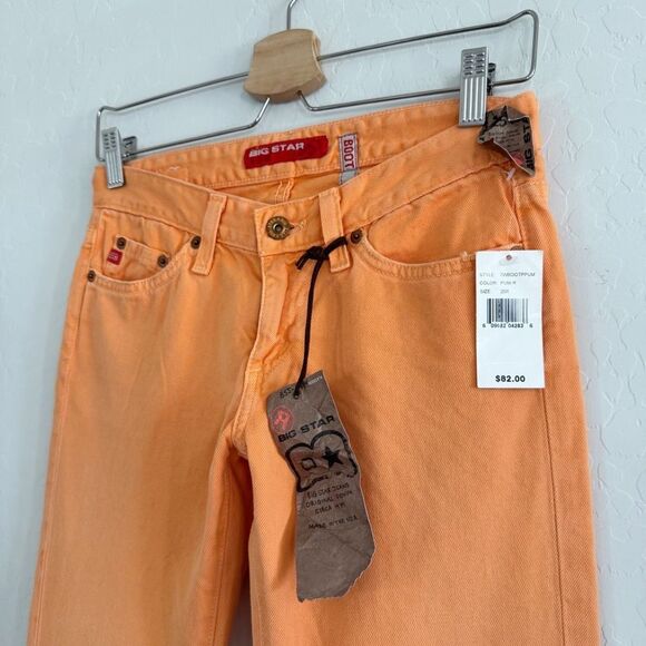 NWT Y2K Vintage Big Star Low Rise Orange Boot Cut Jeans Size 25 - Picture 6 of 10